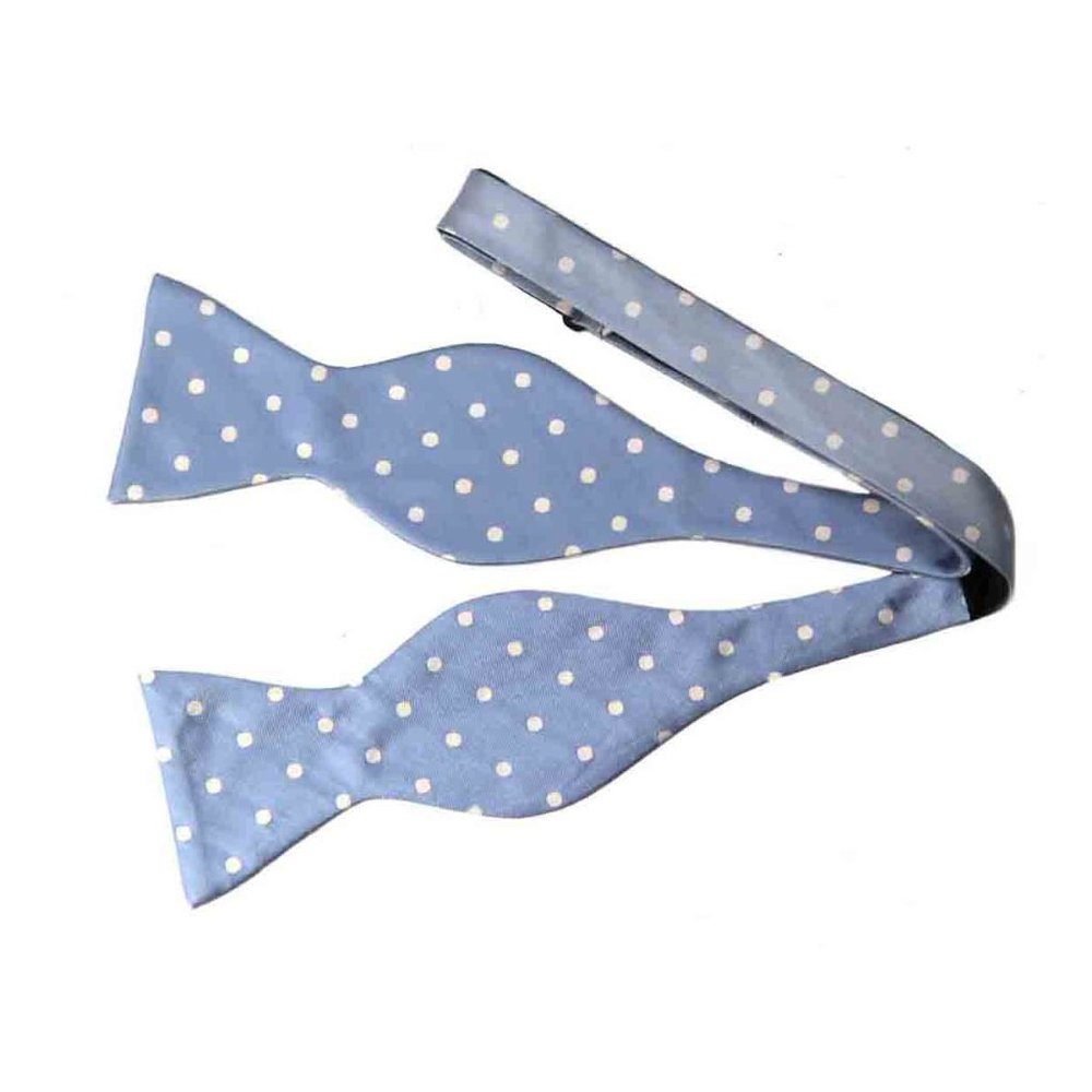 Marlon Garci Silk Bow Tie Blue White Polka Dot Men's OS Adjustable